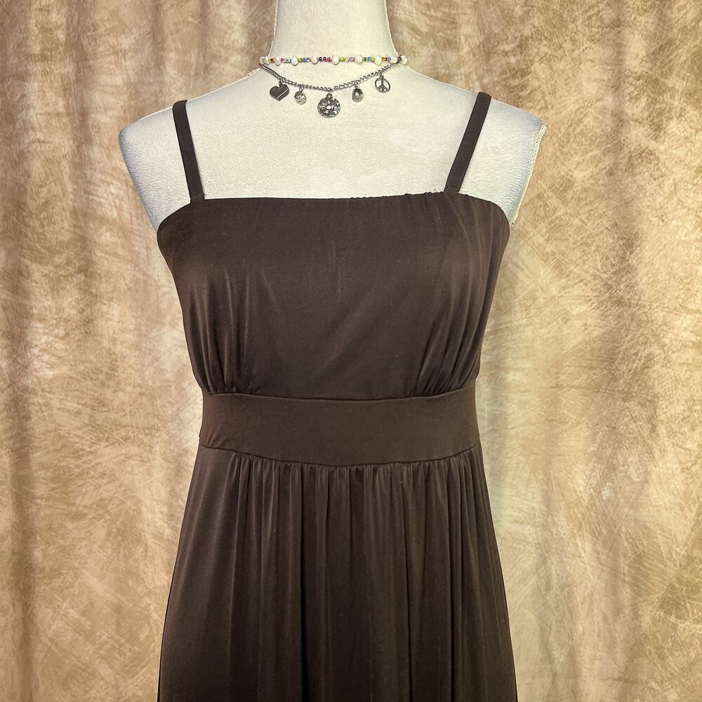 Y2K Boho Maxi Dress Paisley Brown Multicolor Sleeveless Empire Waist Summer - Picture 4 of 10